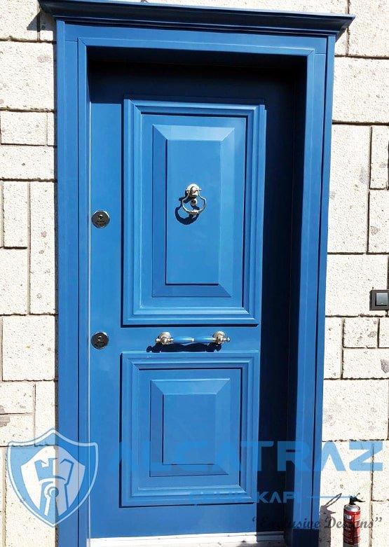 Çelik Kapı Bodrum Mavisi Özel Tasarım Azura